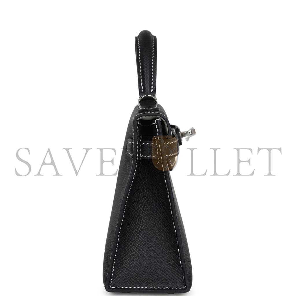 H**mes master mini kelly ii black verso epsom palladium hardware (19*12*5.5cm)